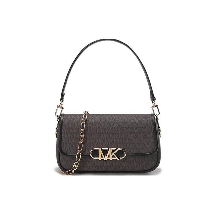 New MICHAEL KORS PARKER Artificial Leather Shoulder Bag, Handbag, Shoulder Bag Women's 30F2G7PC6B-BROWN-BLK