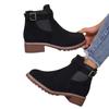 Plus-size Buckle Shoes, Square-heeled Fashion Boots, New Round-toed Mid-calf Women's Boots