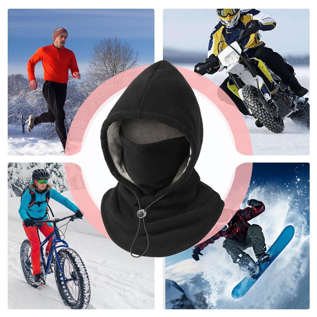 Winter Hat With Face Cover Warm Windproof Breathable Adjustable Drawstring Headwear Winter Hood Hat For Cold Weather Cycling