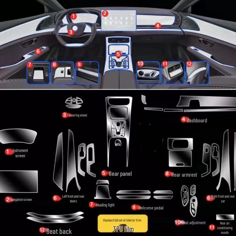 BYD Han DMI EV Interior Film Screen Protector & Dashboard Sticker - Transparent