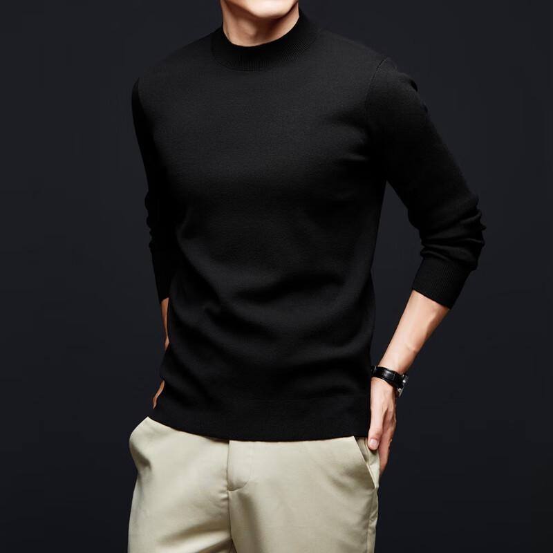Yiliteng Men's Solid Color Mock Neck Knit Sweater