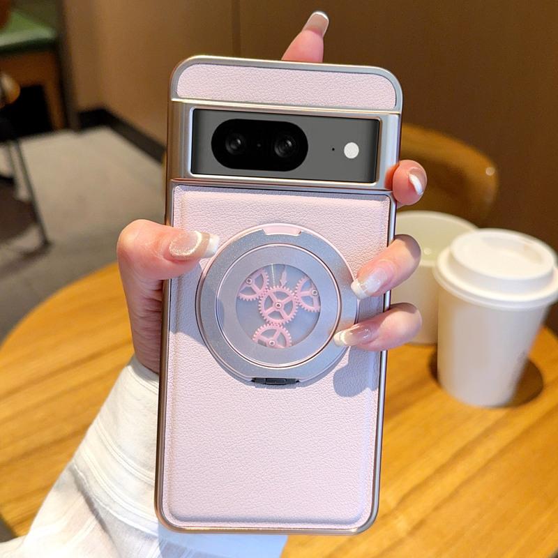 

Для Google Pixel 8 Магнітний чохол Обертова підставка-кільце Зняття стресу Шкіряна задня кришка для телефону Pink