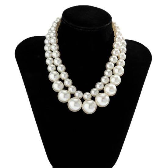 Multi Strands Faux Pearl Choker Retro Round Imitation Pearl Necklace Flapper Necklace Accessories for Wedding Gatsby Themed Party