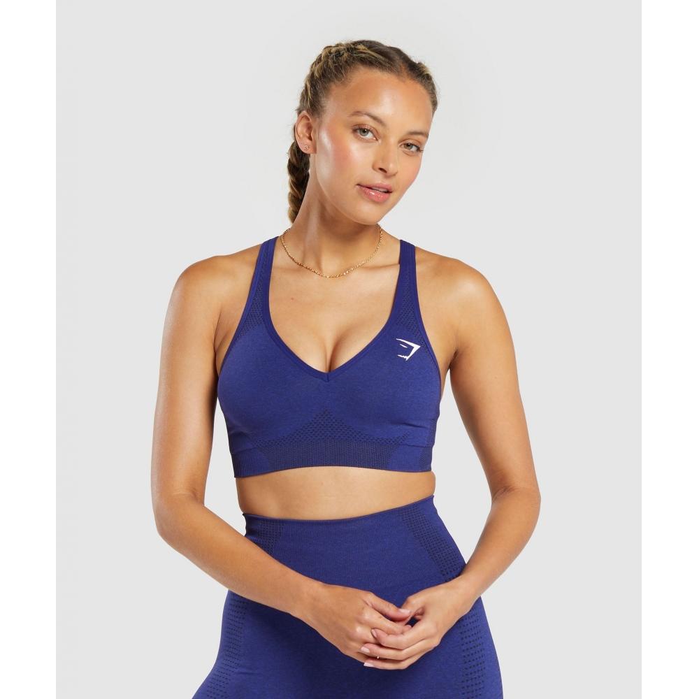 

GYMSHARK Vital Seamless 2.0 V Neck Sports Bra Cobalt Purple Marl B3A4K PBQG