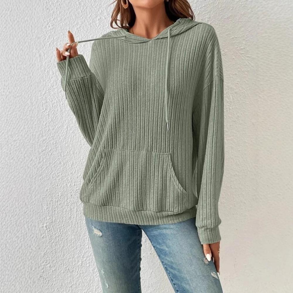 Women's Top Shirt Fall/Winter Long-Sleeve Shirt Knit Pullover Hoodie Pocket Sweatshirt