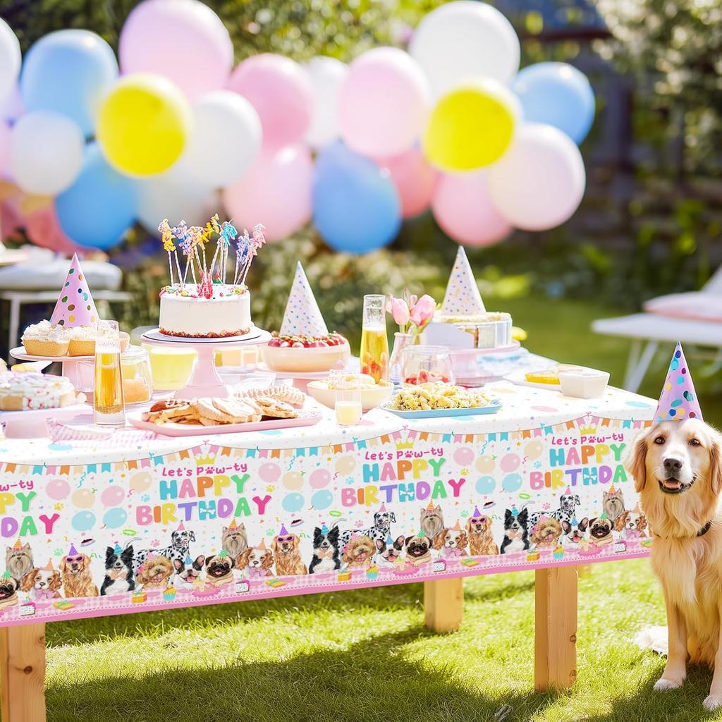 Avezano 3 pcs Puppy Dog Birthday Party Tablecloth Disposable 108x54 inch Puppy Themed Birthday Party Decorations Tablecovers Dog Pawty Decorations