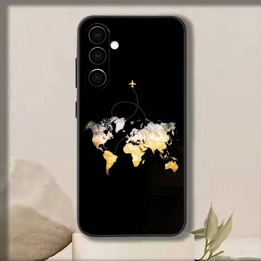 Travel-Inspired Airplane Route   Phone Case For Samsung Galaxy A73,A72,A71,A70,A53,A52,A51,Others Soft Black Cover