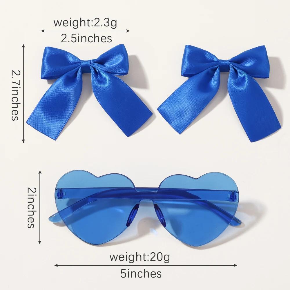 3pcs/Set Cartoon Peach Sunglasses with Ribbon Bows Hairclips for Kids Girls Summer Beach Hair Accessories Cute Hairgripes Glasse