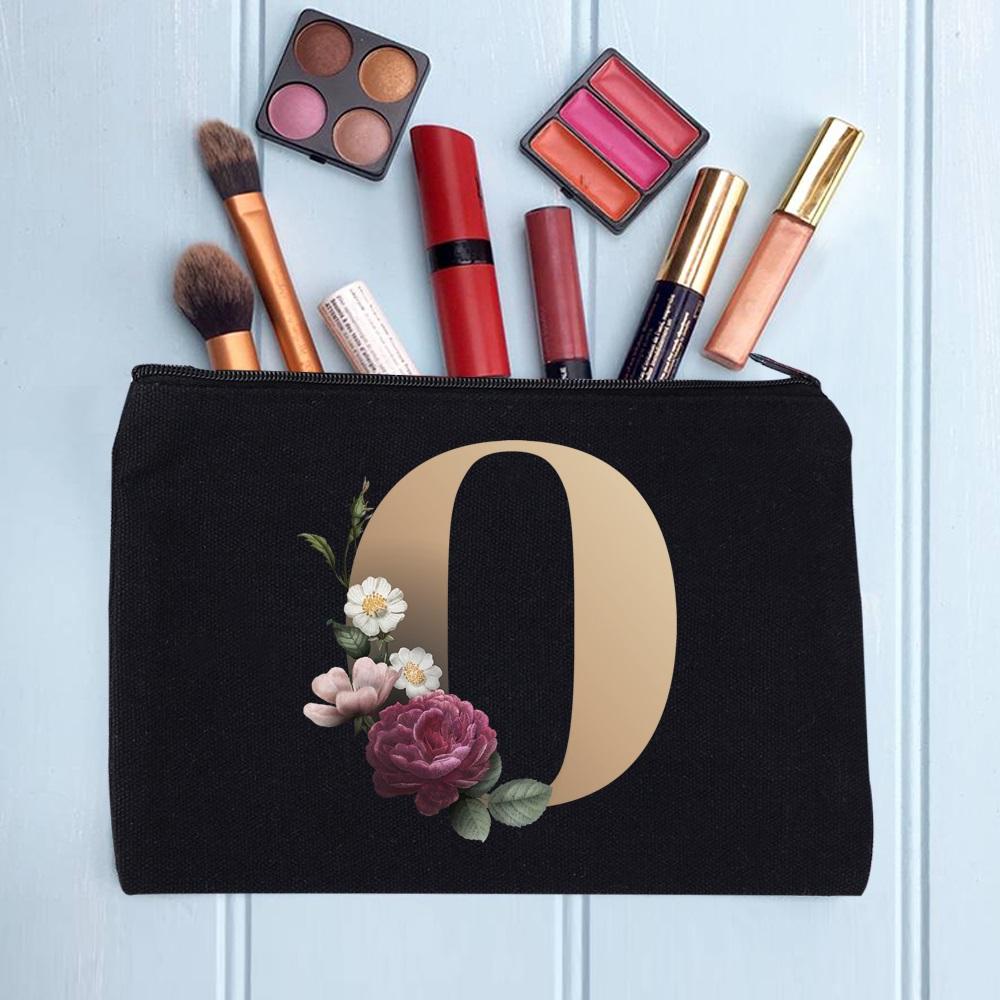 Damen Kosmetiktasche Make-up Tasche Weiblich Initialen Namensbuchstaben Muster Lippenstift Taschen Handtaschen Reißverschluss Federmäppchen für das Büro