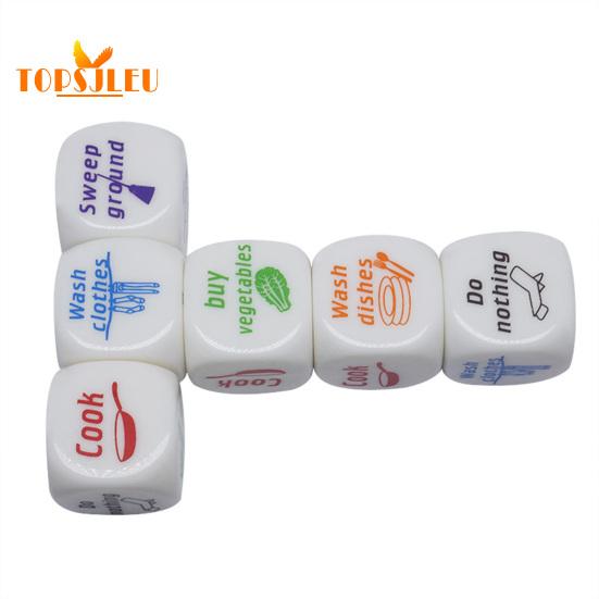 25MM Housework Dice - Fun Chore Assignment Game, Six-sided Patterned Rounded Corner, Cute Family Housework Dice
