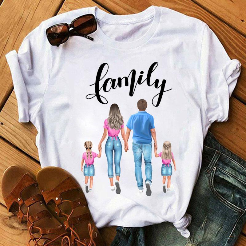 T-Shirts Women Family Mother Mom Dad Printing T-Shirt Casual 90S Fashion Trend Clothes Graphic Tshirt Tops Lady Female Cute Tees