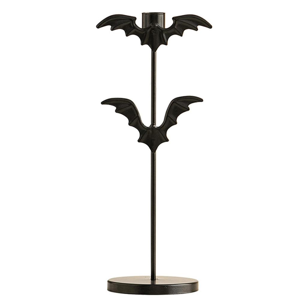 Gothic Bat Shape Candelabra Halloween Decoration Iron Taper Candleholder Easy Setups Festives Table Centerpieces Decors