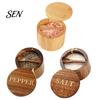 Decorative Wood Spice Keeper Salt Container with Swivel Magnetic Lid, Built-in Spoon Seasoning Lid Condiment Holder Jar, Moisture Proof for