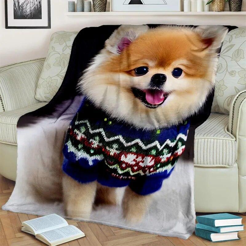 Roztomilý pes Husky, Samoye, Čivava, Koki Pomeranian Cartoon Deka, Měkká deka pro domácí ložnici Potahová deka pro děti