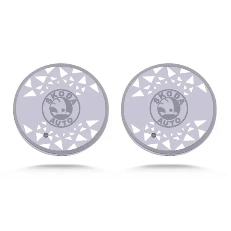 Car Sticker 2026 Hot for Skoda Car LED Water Coaster Cup Anti-Slip Mat Luminous Drink Holder Lamp Octavia A5 A7 Fabia Superb Kam