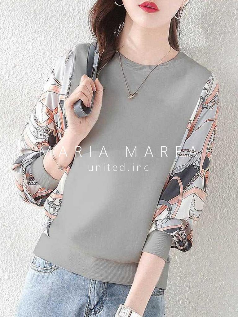 Maria Marfa Pucci Print Dolman Sleeve Long Sleeve Cutout Available In 4 Plus Korean Fluffy Office Loose Chiffon Floral Floral Pucci Print Women's Top,