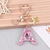 Cute  Bling Keychain A To Z Initial Letter Love Heart Star Pink For Women Girls Bag Cup Pendant Key Chain Accessories