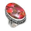 Natural Copper Red Coral Gemstone 925 Sterling Silver Jewelry Ring Size 8 ETC-13903