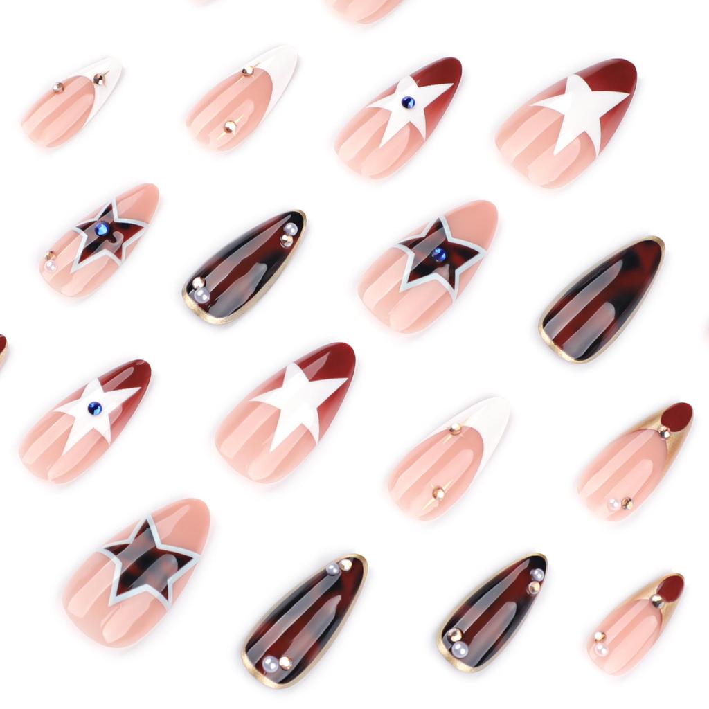 Tortoiseshell Gradient Almond Nails and Star Nail Art Tips - Autumn/Winter Collection