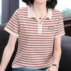 Navava Women Casual STripe PoinT Collar ShorT Sleeve T shirT nT3409