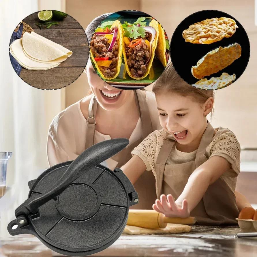 Aluminum Alloy Cake Press DIY Tortilla Press Manual Tortilla Dough Pressing Tool Pancake Dumpling Wrapper Press Mold 16/20cm