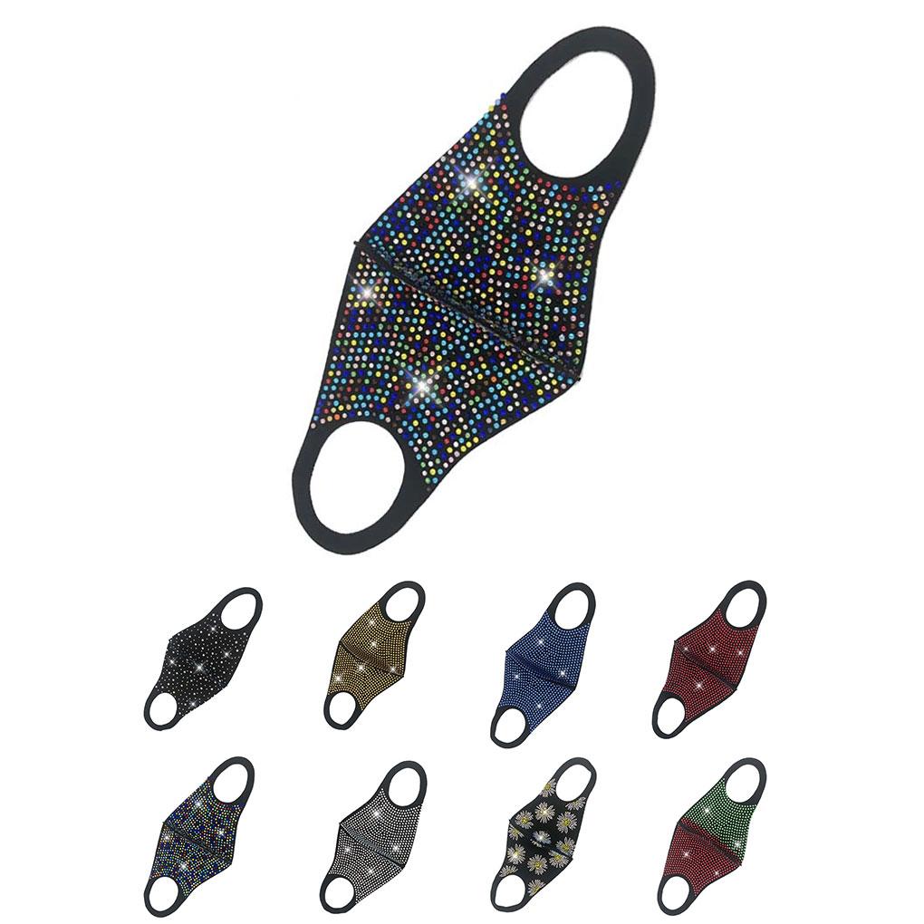 Unisex Rhinestone Cotton Face Mask Women Men Night Club Party Shining Rhinestone Mouth Mask