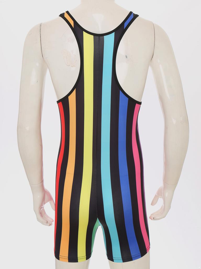 Costume da bagno intero da uomo senza maniche slim fit fitness palestra body sportivo uomo abbigliamento da surf
