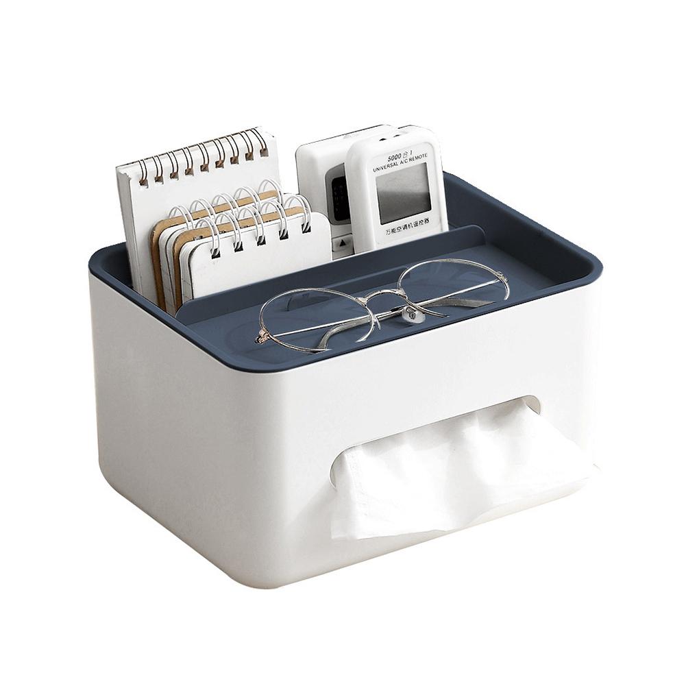 

Коробка для салфеток для гостиной, корзина для хранения с дистанционным управлением, держатель для салфеток, бумажная коробка, органайзер для офисного стола, контейнер для мелочей синий