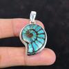 Bue Turquoise In Ammonite Fossil Pendant Gemstone Pendant Antique Jewelry 925 Sterling Silver Pendant Handmade Decent Pendant Gifts for Him