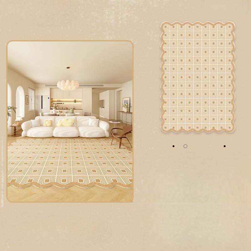 Irregular Shapes Carpets for Living Room Thick Anti-slip Lounge Mat Fluffy Soft Study Rug Cream Style Bedroom Decor Plush Carpet