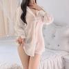 Sex Underwear Sexy Leaking Back Boyfriend Shirt Long Sleeve Straps Beautiful Back Chiffon Shirt