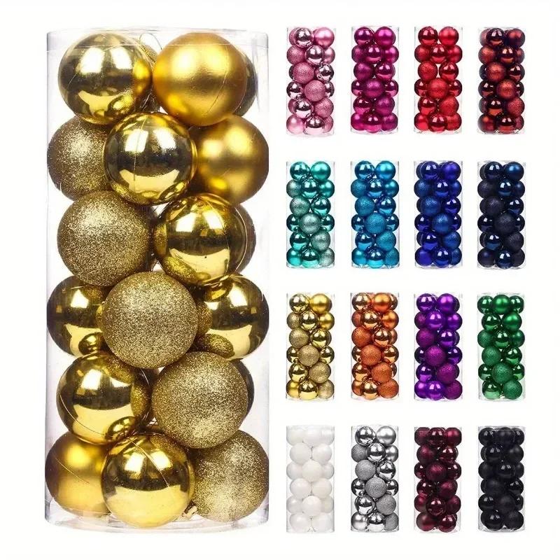 24Pcs 4cm Christmas Balls Ornaments for Xmas Christmas Tree Shatterproof Christmas Tree Decorations Hanging Ball for Holiday