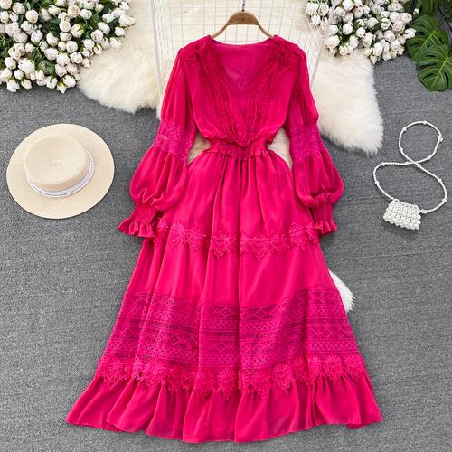 Новое повседневное весенне-летнее однотонное тонкое полное женское платье трапециевидной — фото 28