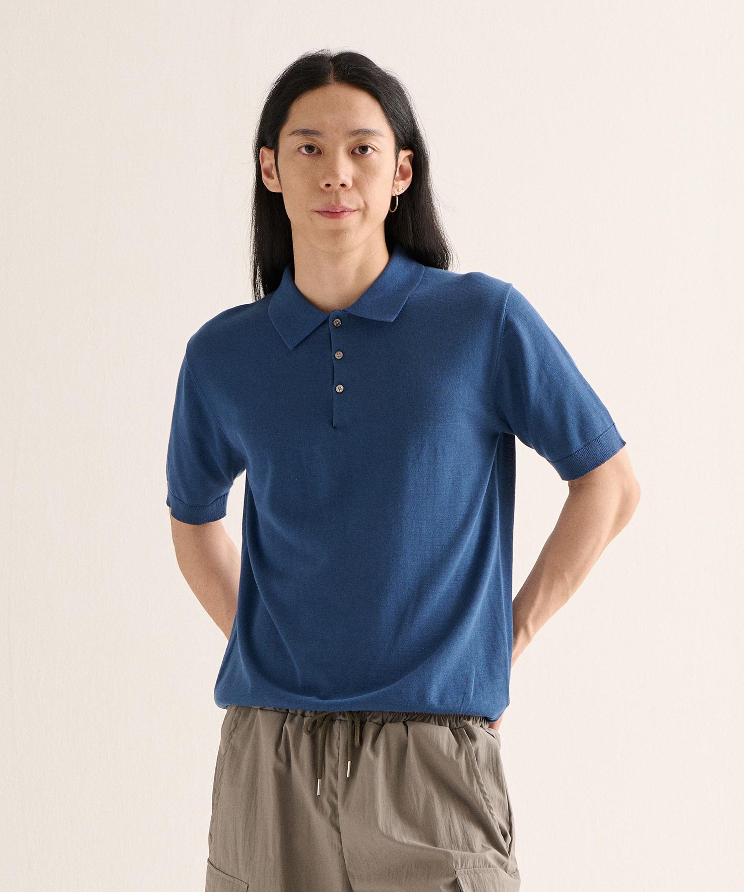 Analog Mood Linen Cooling Polo Shirt (Blue) Free