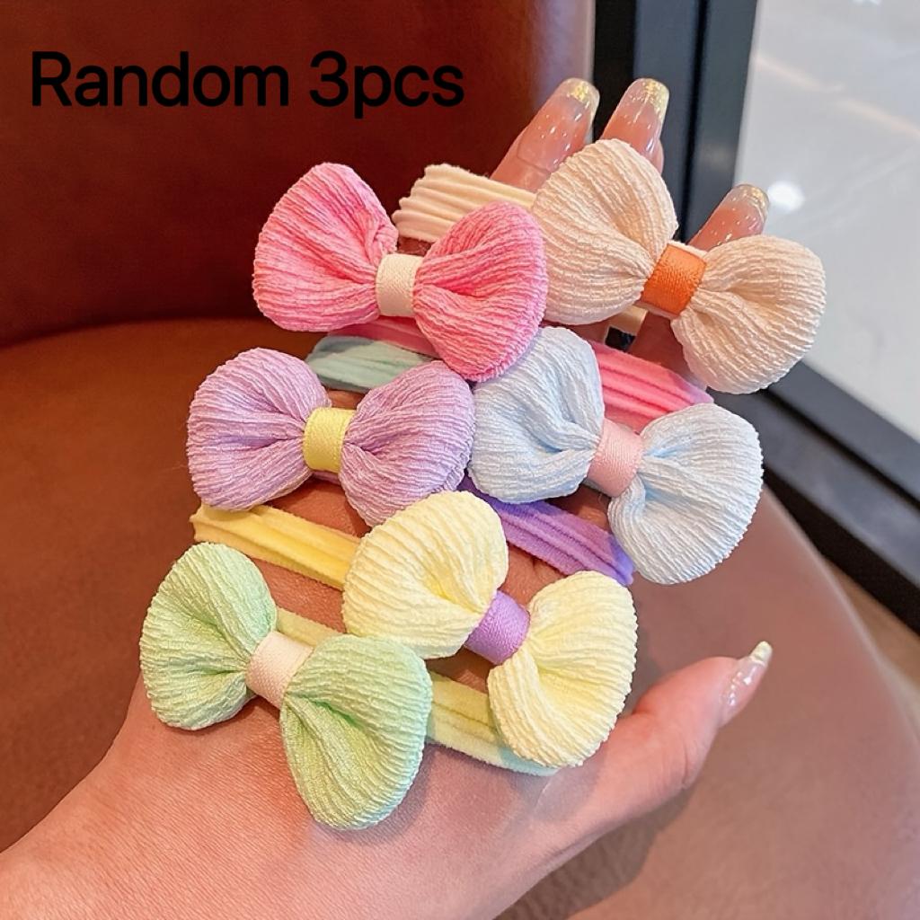 3pcs Non-Damaging Elastic Hair Ties with Cute Flower and Butterfly Clips - Soft Pastel Colors for Ponytails, Updos, and Braids