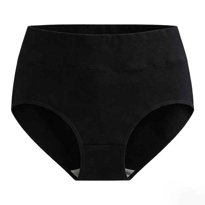 Plus Size Women Simple Pure Color Cotton Comfortable Skin Friendly Anti Bacterial High Waist Briefs
