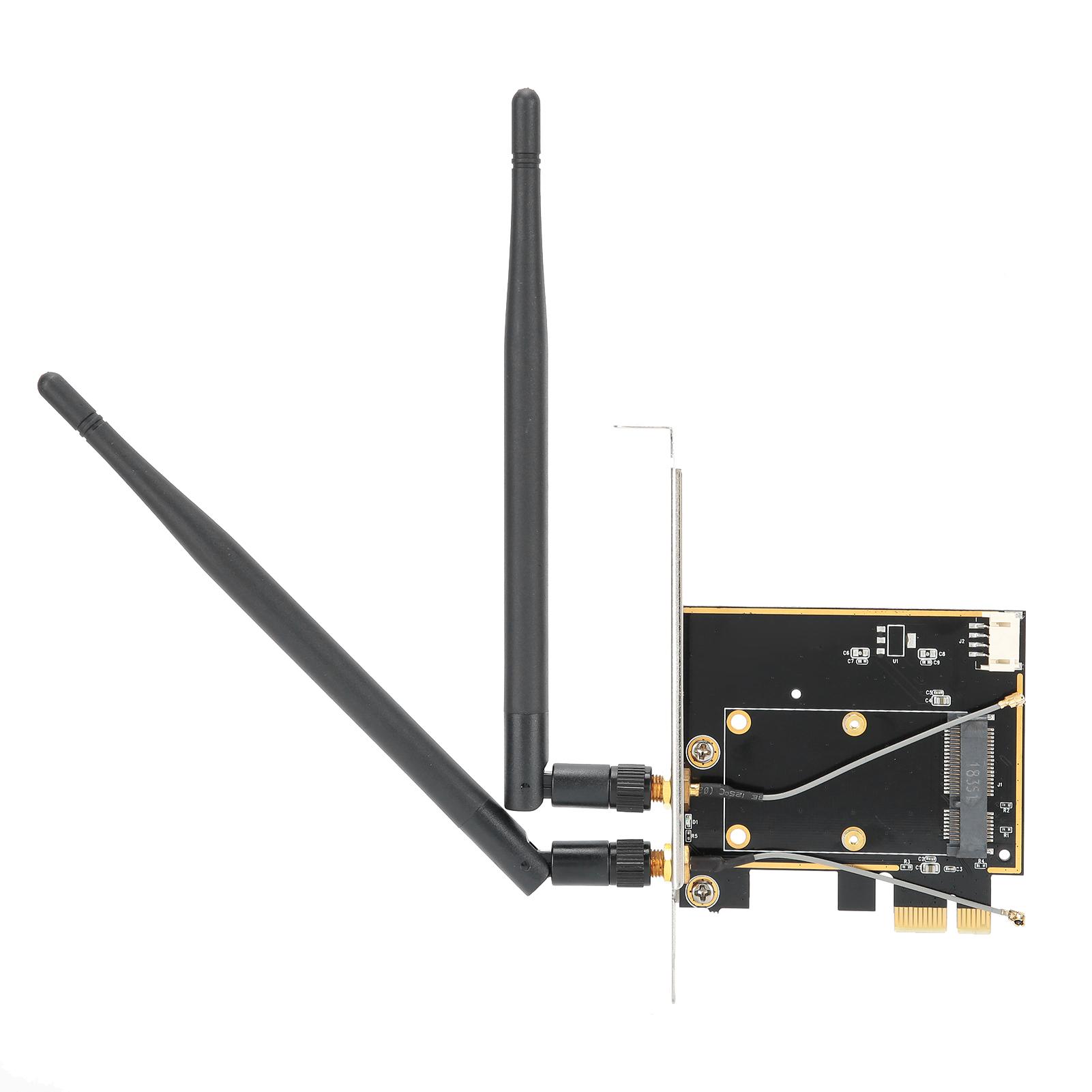 

Wireless Networks Card Adapter Mini PCI-E to Desktop PCI-E with 2 Antenna Support Bluetooth
