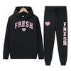 Womens Hooded Sweatshirt Set With Printed Graphic Long Sleeve Top Matching Pants Streetwear Casual Two Piece Outfit