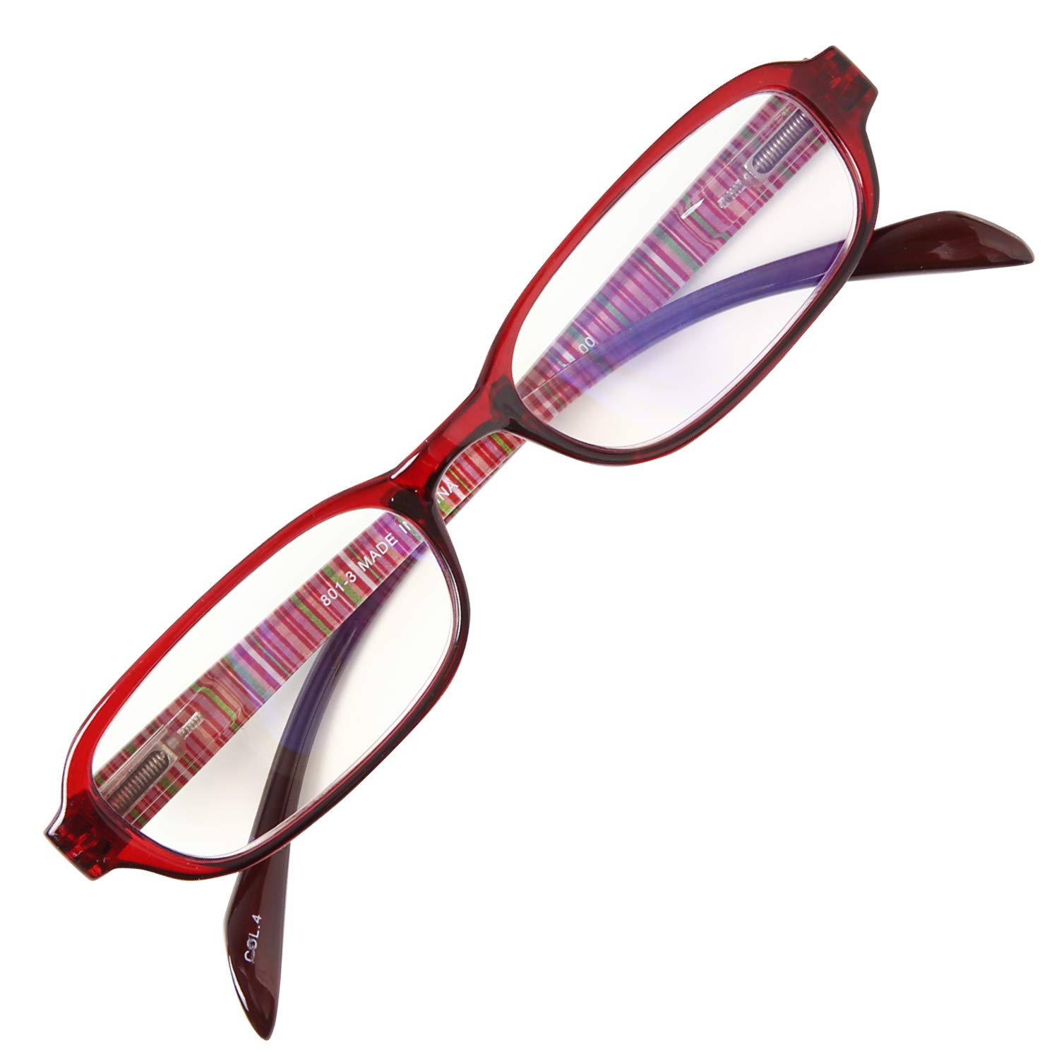 

[PrePiar] Stylish Compact Reading Glasses with Blue Light and UV Protection, Portable, for Men and Women, Red, +1.5