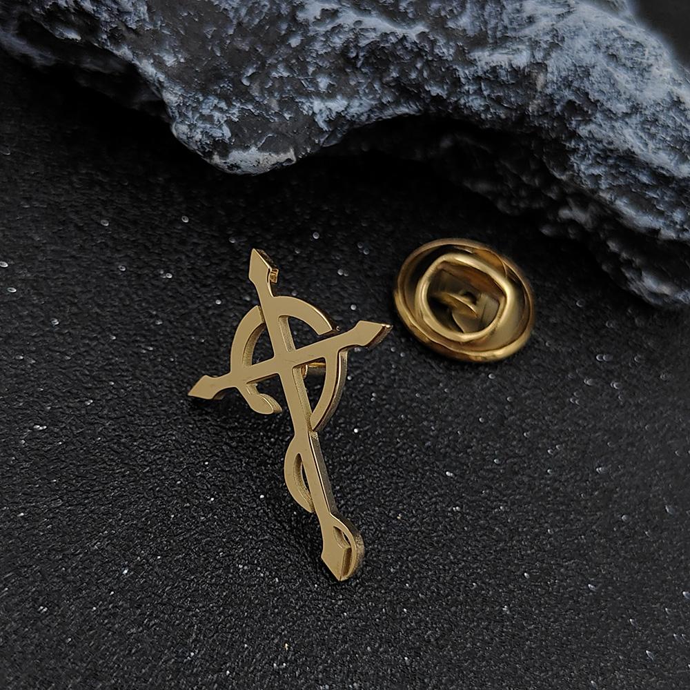 Symbol Culture Stainless Steel Brooch, Ancient Mythological Serpent Symbol Badge, Jewelry for Health and Guardianship.