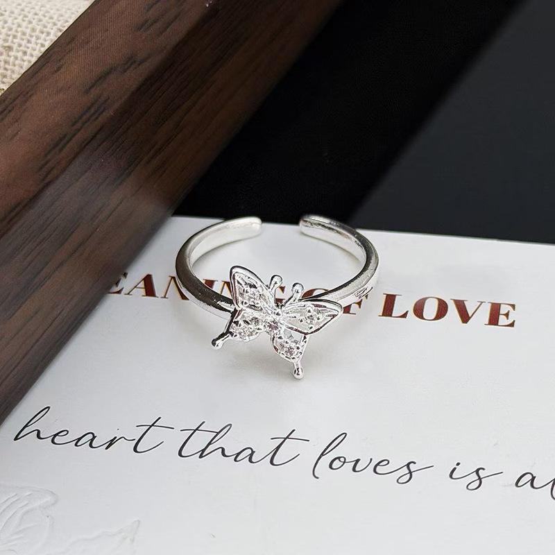 

Super Immortal Zircon Full Diamond Butterfly Series Opening Adjustable Ring Light Luxury Sweet Cool Wind Niche Premium Sense Ring Female Adjustable opening