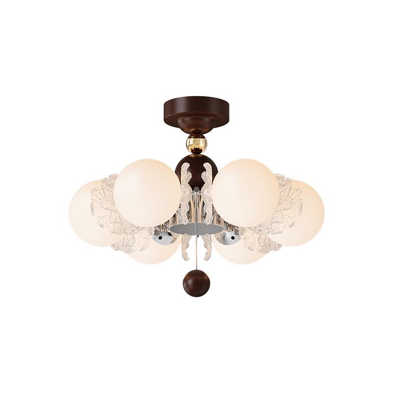 French Luxury Glass Chandelier - Modern Minimalist Lighting for Bedroom or Study