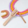 4 Pegs Wooden Knitting Fork With Bent Tip Knitting Hook and Sewing Needle For Scarves Blanket Hat Bag Home Decoration