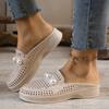 2025 Summer  Mesh Braided Women's Shoes Fashionable Breathable Toe Slippers Casual Women's Toe Wedge Sandals Pantuflas De Mujer