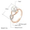 Wbmqda Luxury Pearl Women's Rings 585 Rose Gold Silver Color Ethnic Wedding Party Fine Zircon Jewelry Accessories