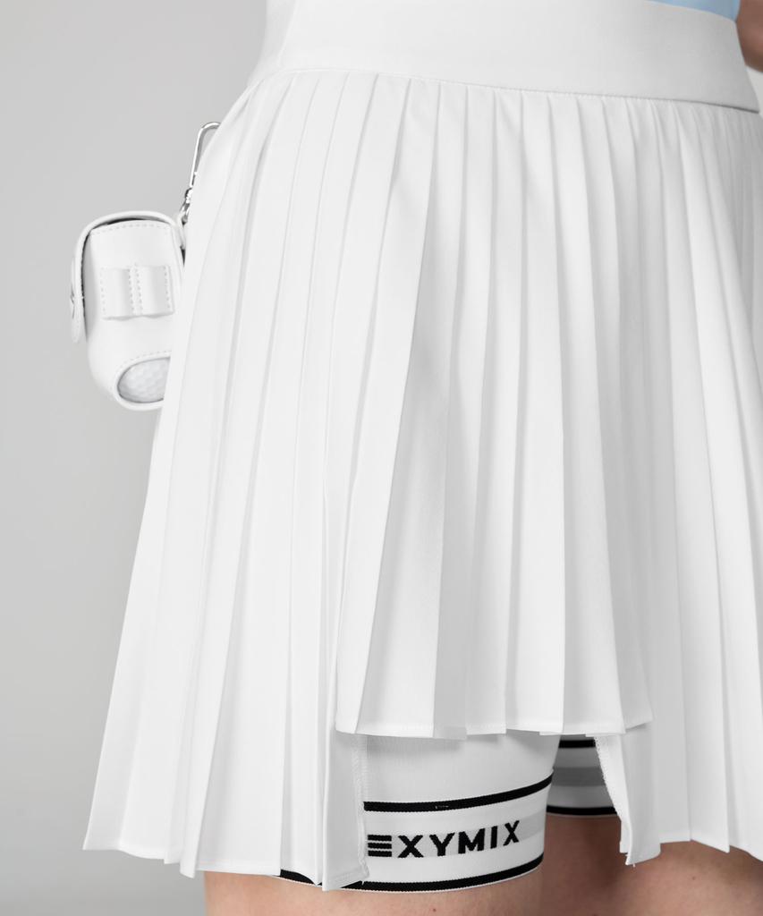 XEXYMIX Asymmetrical Logo Point Pleated Skirt Xfl1Rk1205
