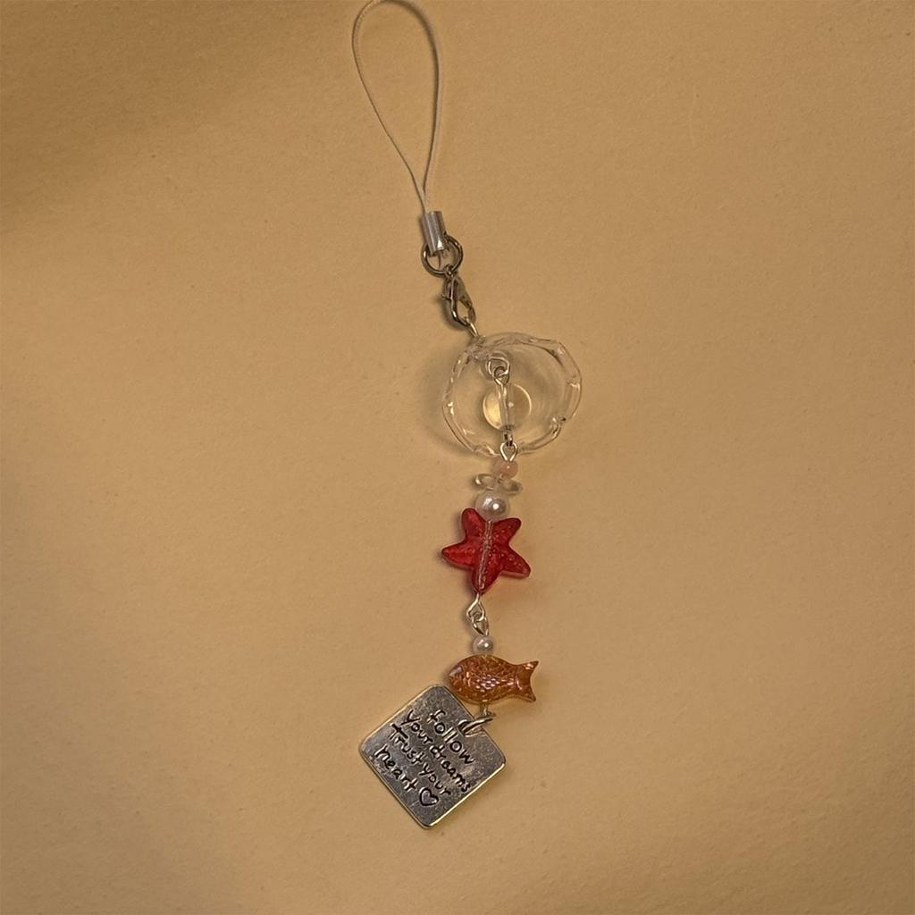 Handmade Fish Star Wind Chimes Keyring Stylish Beaded Pendant for Earphone Case Elegant Phone Charm Camera Accessories