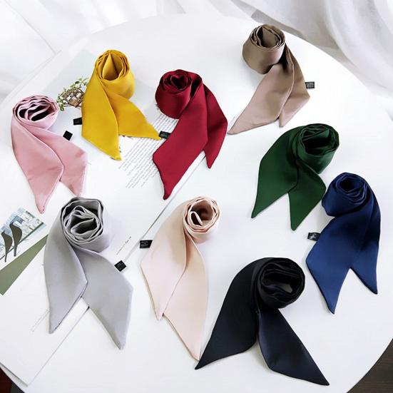 Handbag Scarf Solid Color Wear Resistant Lint Free Smooth Friendly to Skin Decorative Polyester Women Handbag Scarf Band Hair Neck Ribbon for Women