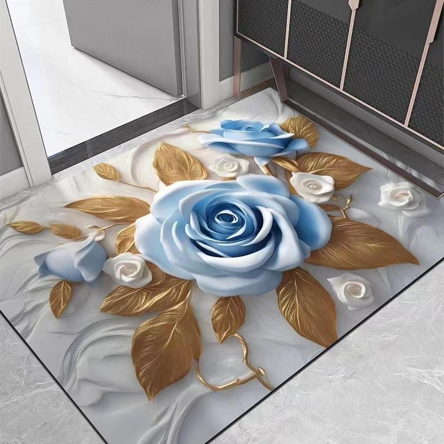 Elegant 3D Printed Memory Foam Bathroom Mat with Non-slip Design