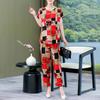 Plus Size Sommer-elegante Hosen-Sets für Frauen, Vintage-Druck, 2-teiliges Set, Damen-Outfit